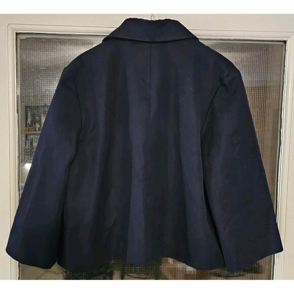 RALPH LAUREN BLACK LABEL Navy 3/4 Sleeve Crop Jacket Pea Coat Womens 14 purple - Picture 2 of 7